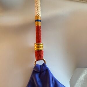 Elegant Blue and Red Bikini Top